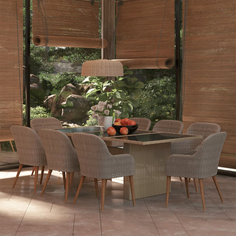 

Juego de comedor para jardin 9 piezas ratan sintetico marron