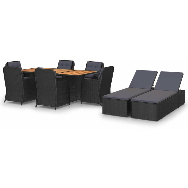 

Happyshopping - Juego de comedor para jardin 9 piezas ratan sintetico negro