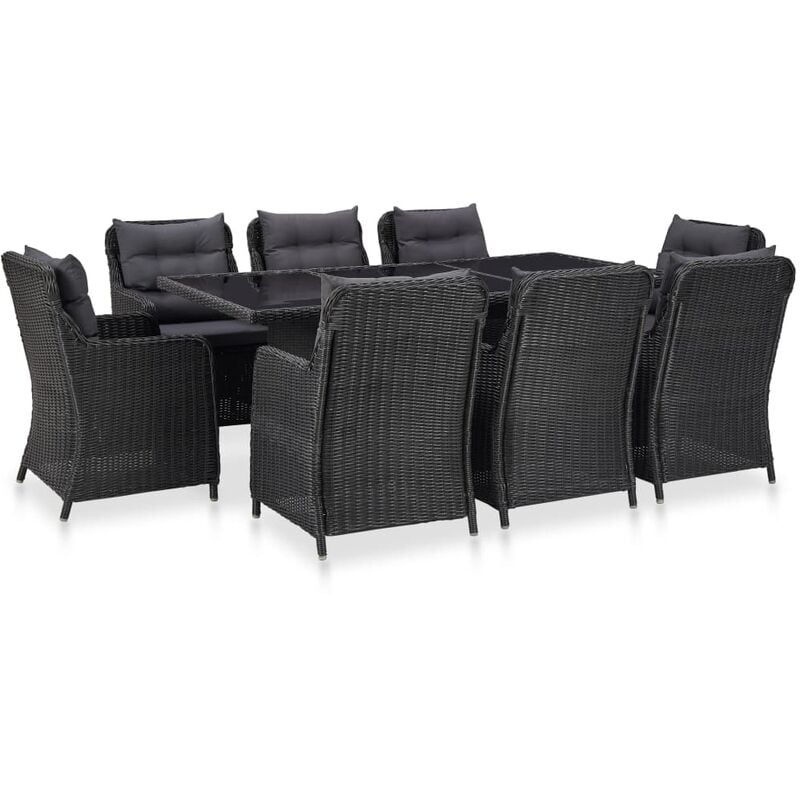 

Juego de comedor para jardin 9 piezas ratan sintetico negro