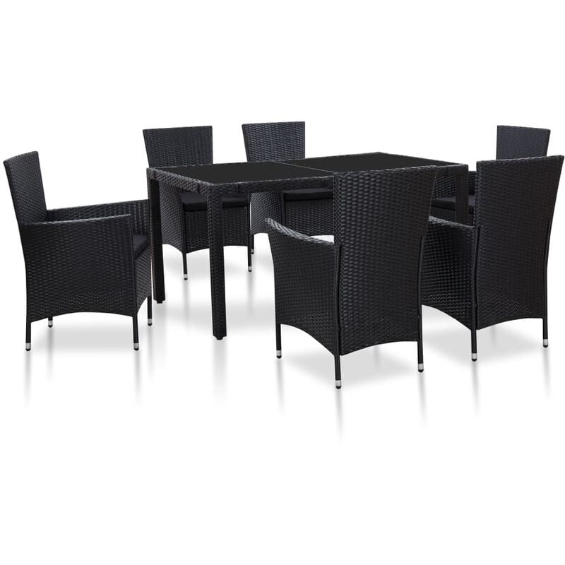 

Juego de Comedor de Jardín Ratán Sintético Negro 7 Piezas - Negro - Vidaxl