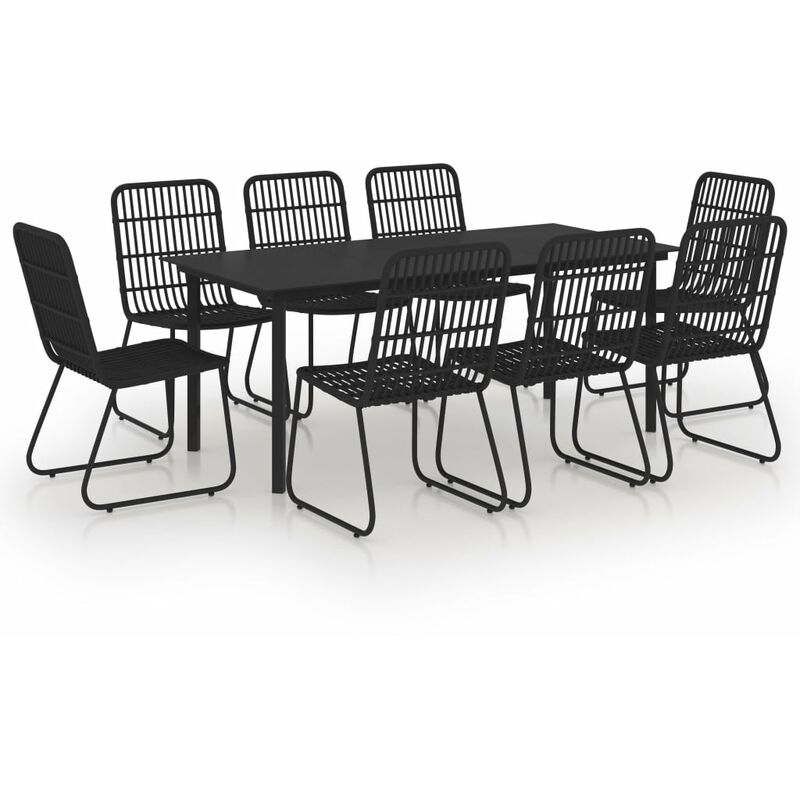 

Juego de comedor para jardín 9 piezas ratán sintético y vidrio