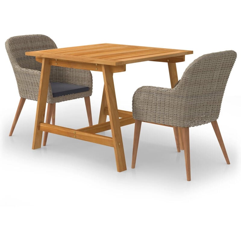 

Juego de comedor para jardin de 3 piezas marron