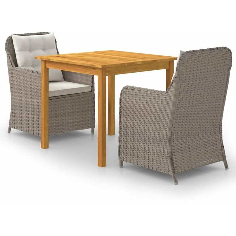 

Juego de comedor para jardin de 3 piezas marron