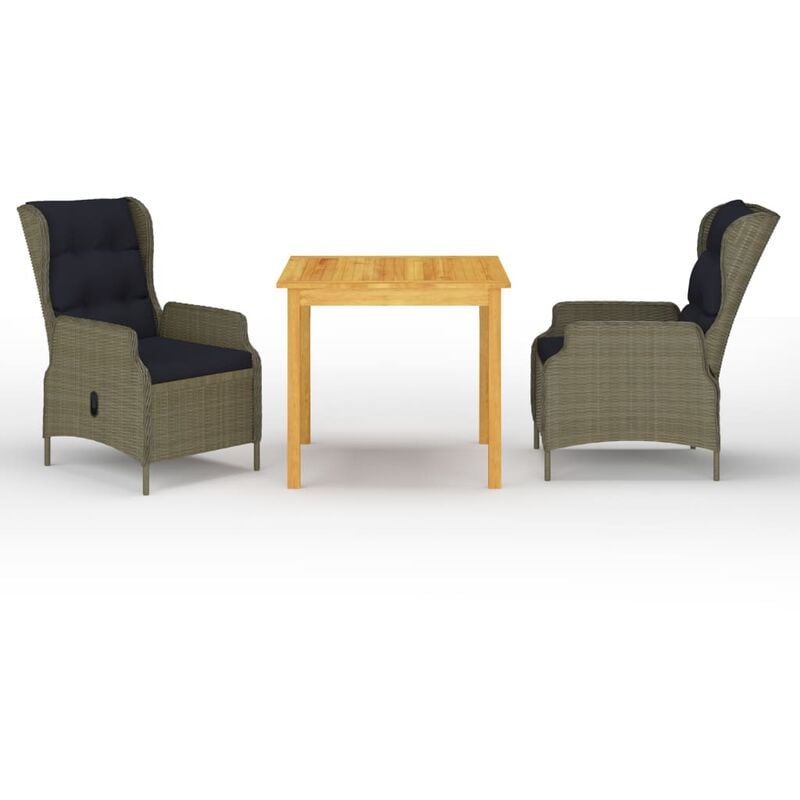 

BHD - Juego de comedor para jardín de 3 piezas marrón