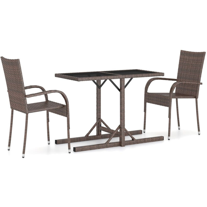 

Juego de comedor para jardin de 3 piezas marron