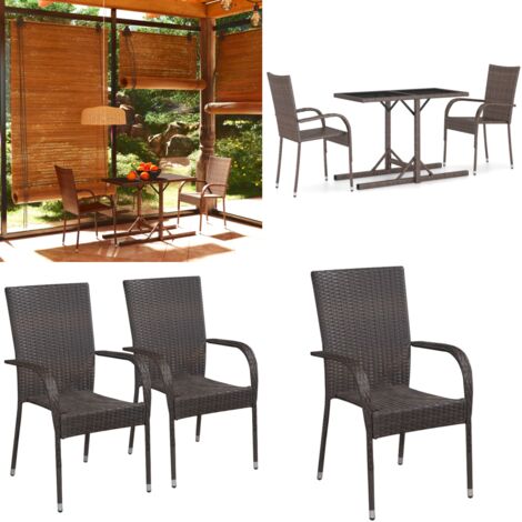 Juego de comedor para jardín de 3 piezas marrón - Mesa de jardín - Sillas de jardín