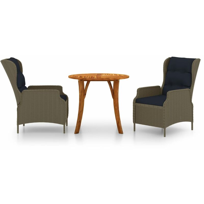 

BHD - Juego de comedor para jardín de 3 piezas marrón oscuro