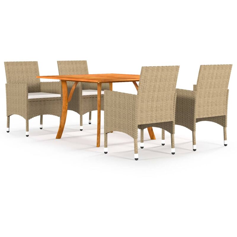 

BHD - Juego de comedor para jardín de 5 piezas beige