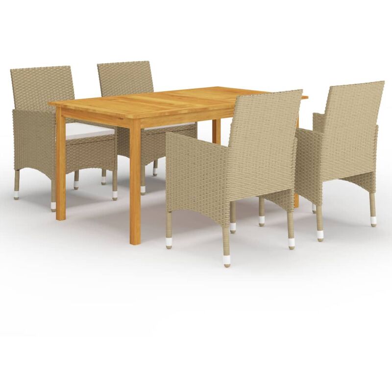 

BHD - Juego de comedor para jardín de 5 piezas beige