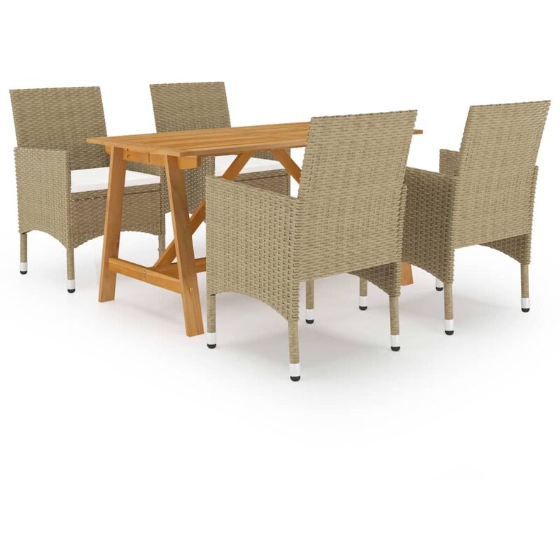 

BHD - Juego de comedor para jardín de 5 piezas beige