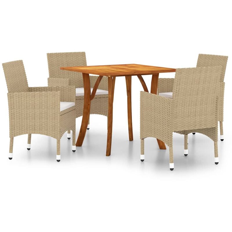 

BHD - Juego de comedor para jardín de 5 piezas beige