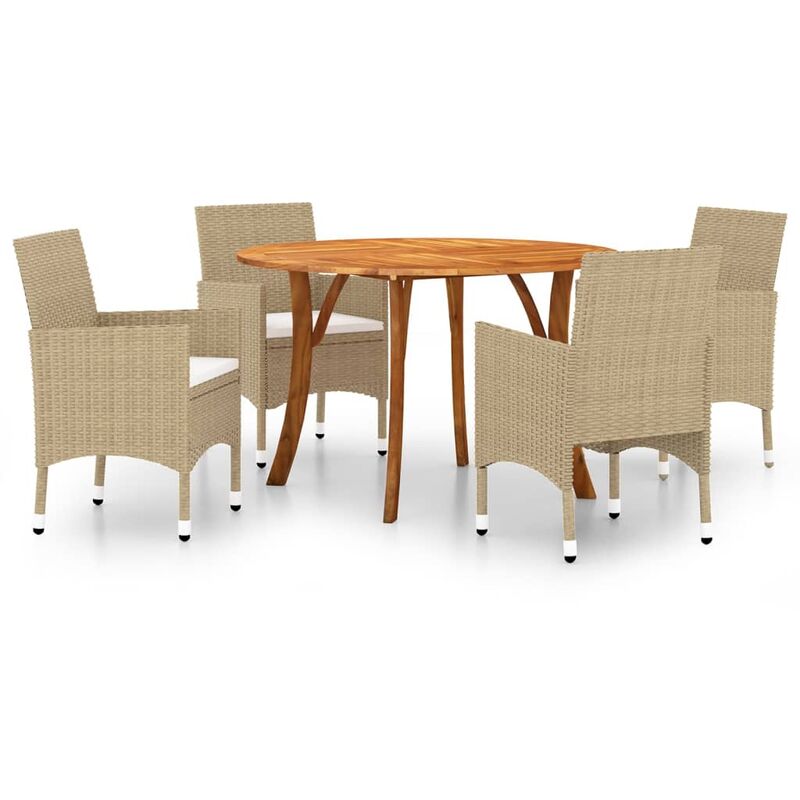 

BHD - Juego de comedor para jardín de 5 piezas beige