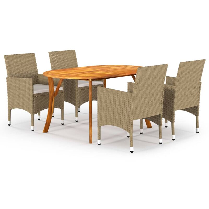 

BHD - Juego de comedor para jardín de 5 piezas beige
