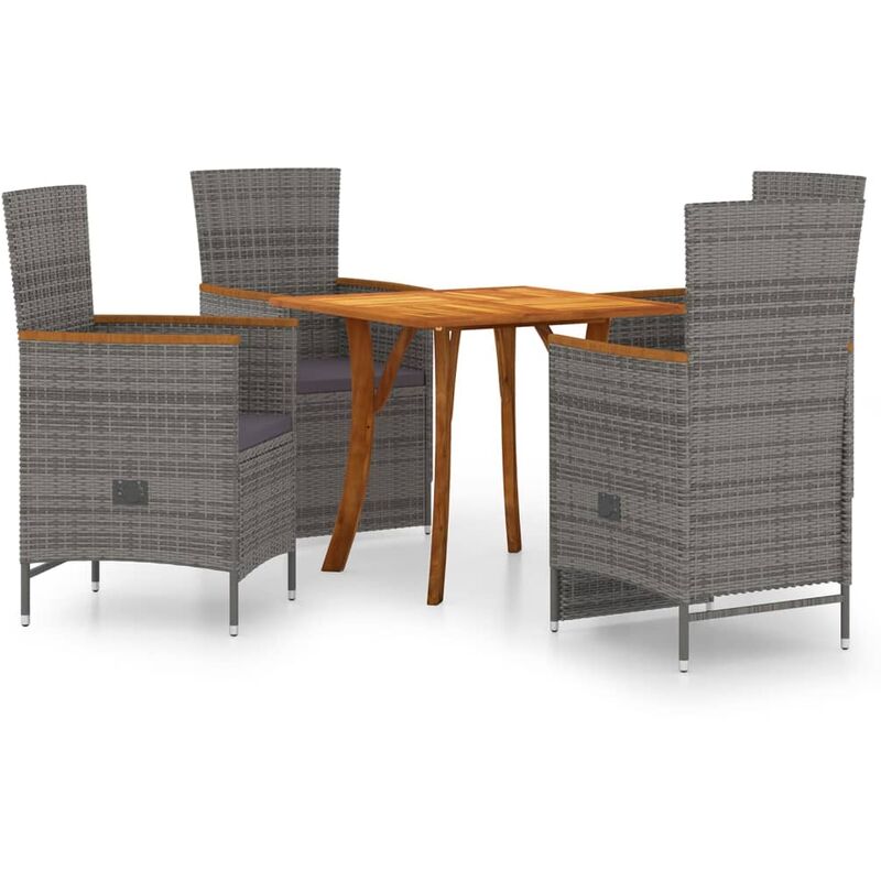 

BHD - Juego de comedor para jardín de 5 piezas gris