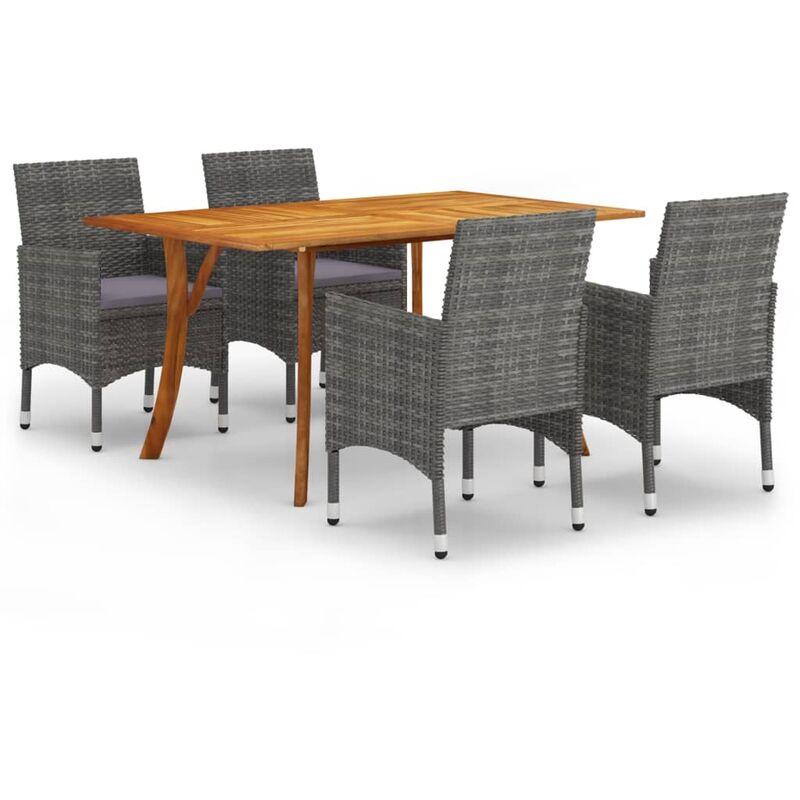 

BHD - Juego de comedor para jardín de 5 piezas gris