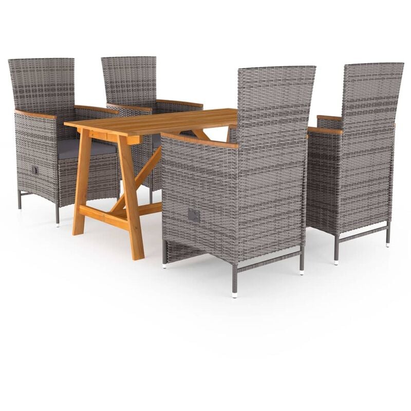 

Juego de comedor para jardín de 5 piezas gris