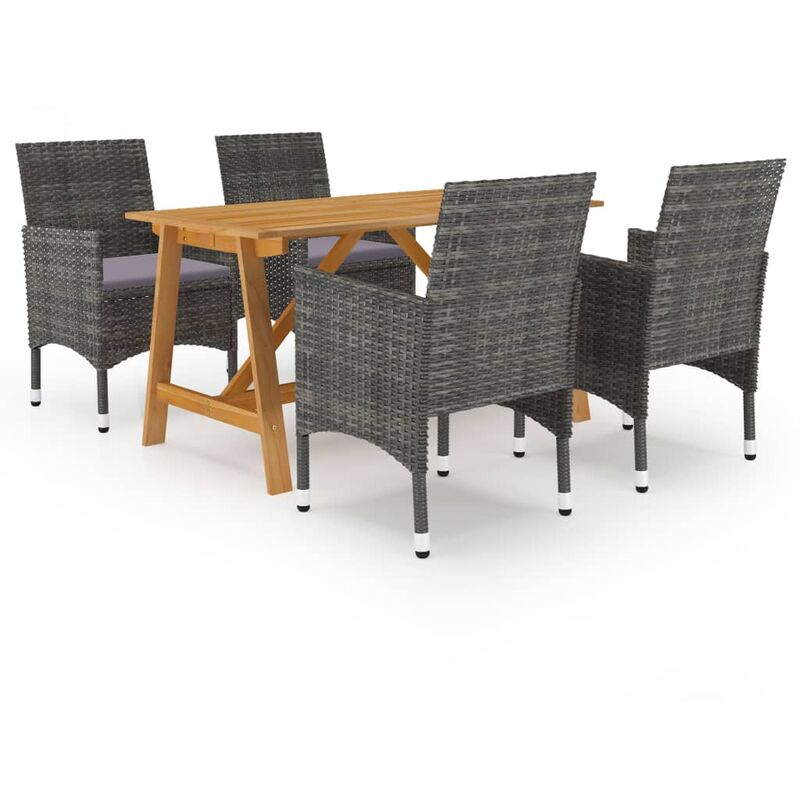 

BHD - Juego de comedor para jardín de 5 piezas gris
