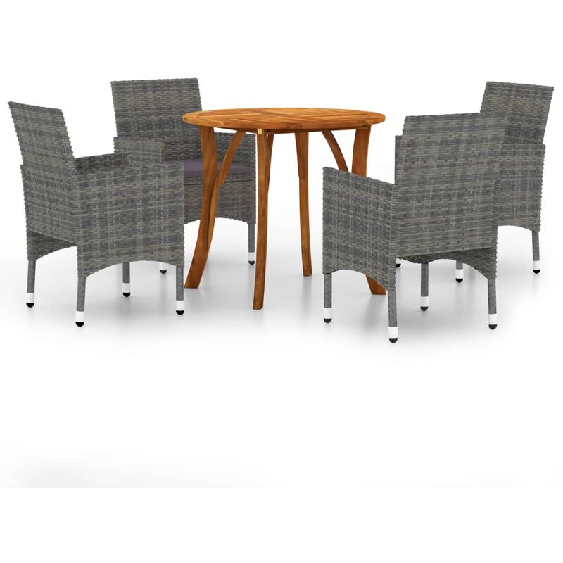 

BHD - Juego de comedor para jardín de 5 piezas gris