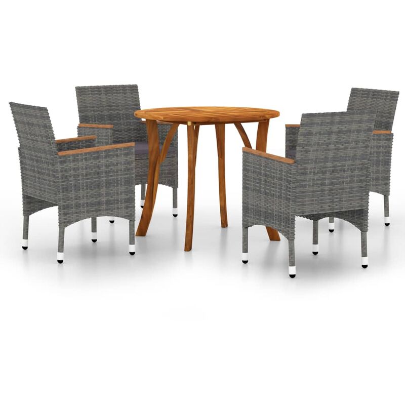 

BHD - Juego de comedor para jardín de 5 piezas gris