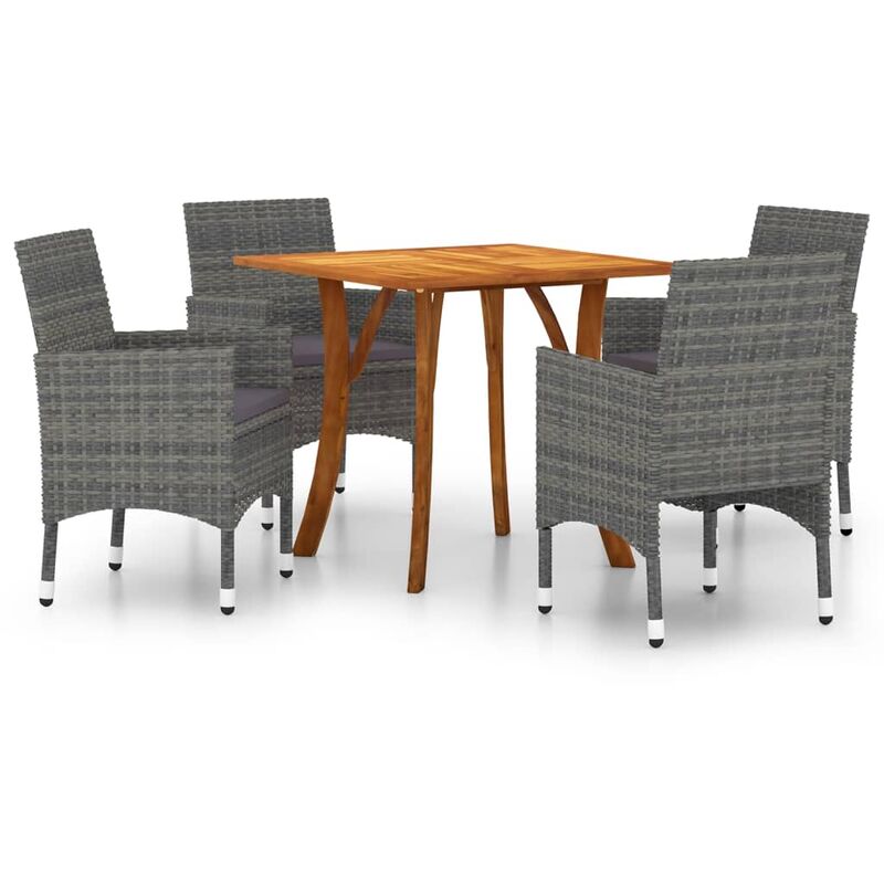 

BHD - Juego de comedor para jardín de 5 piezas gris
