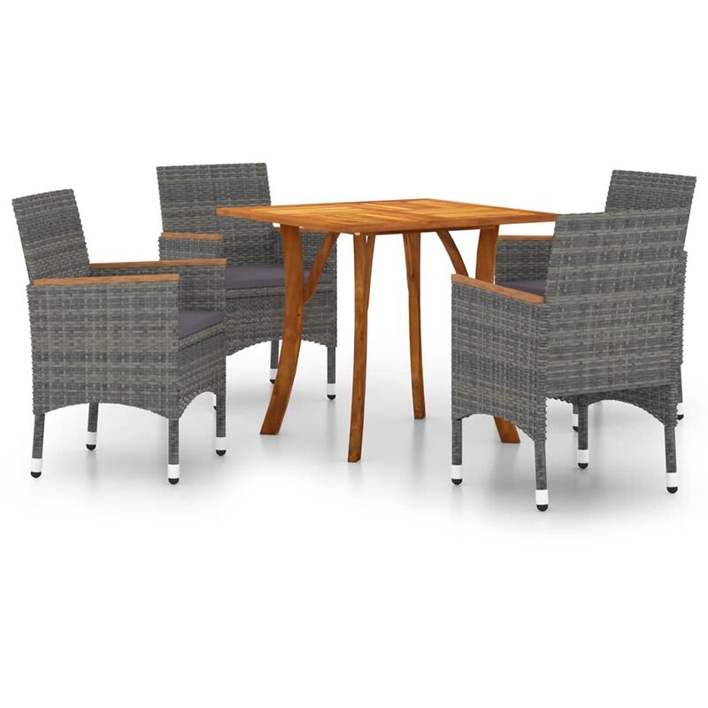 

BHD - Juego de comedor para jardín de 5 piezas gris