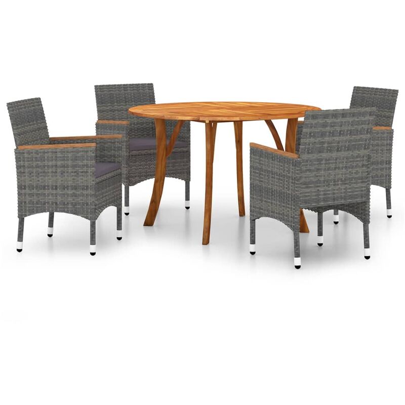 

BHD - Juego de comedor para jardín de 5 piezas gris