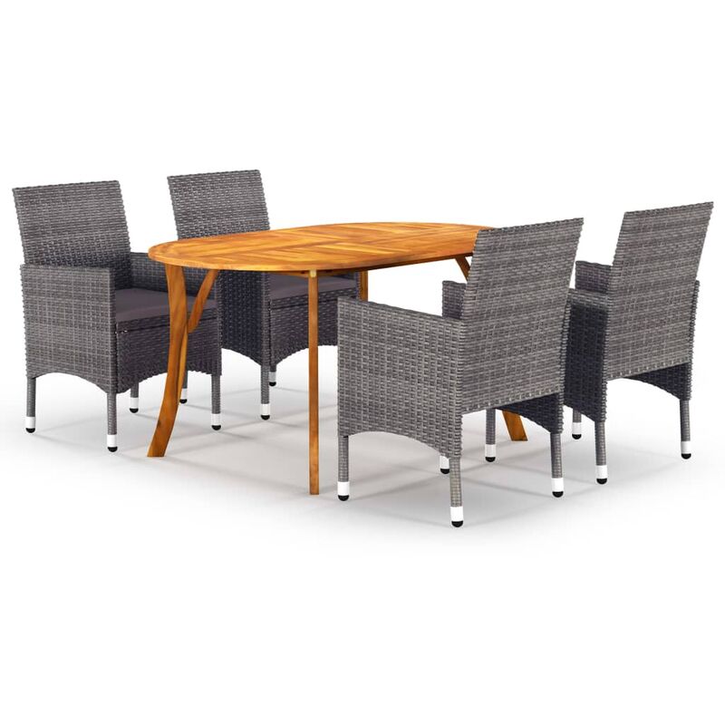 

BHD - Juego de comedor para jardín de 5 piezas gris