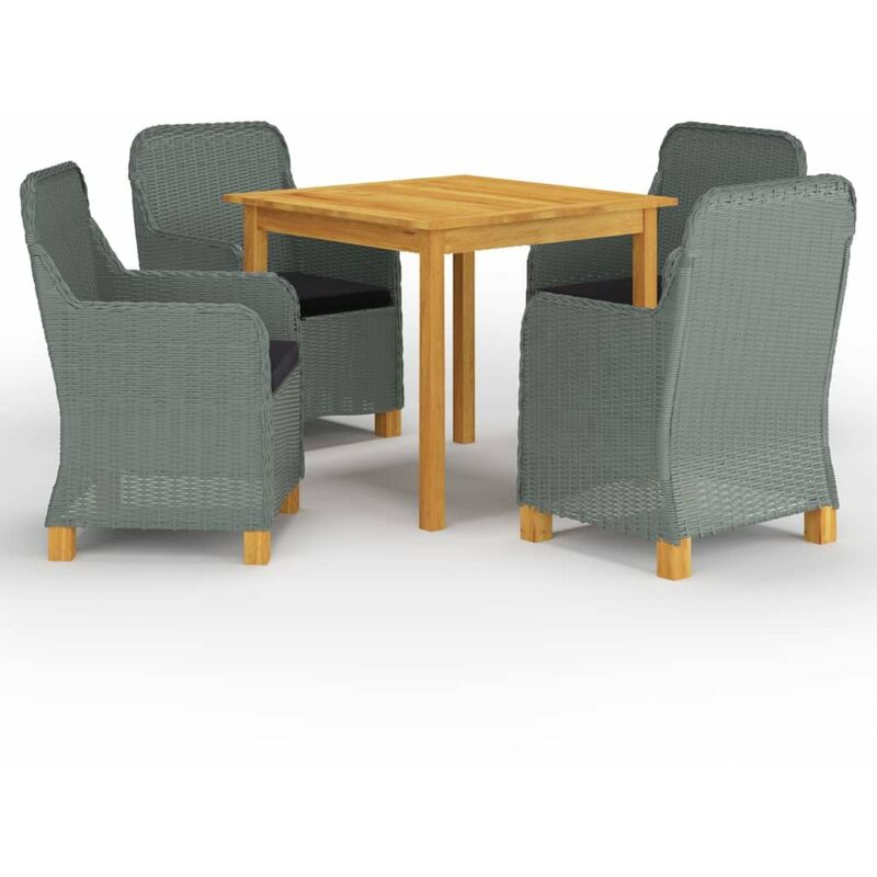 

Juego de comedor para jardin de 5 piezas gris claro
