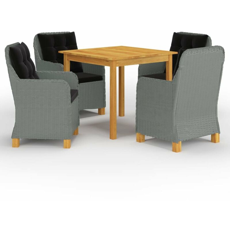 

Juego de comedor para jardin de 5 piezas gris claro
