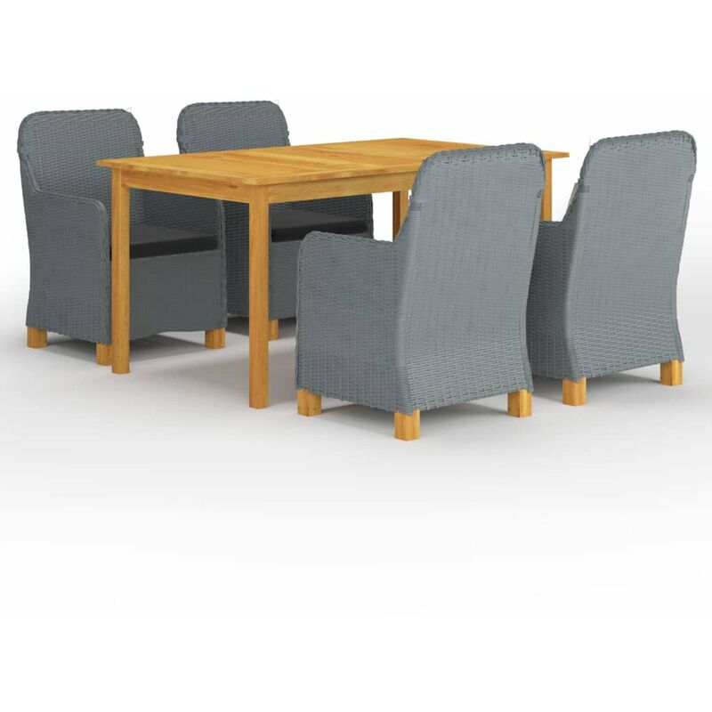 

Juego de comedor para jardin de 5 piezas gris claro