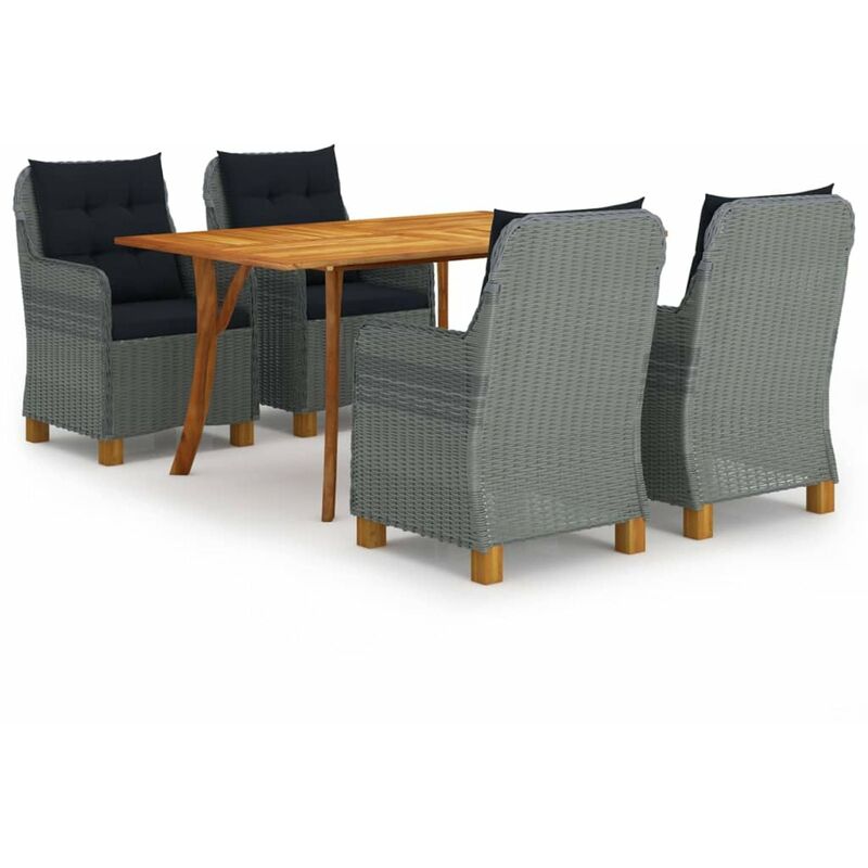 

Juego de comedor para jardin de 5 piezas gris claro