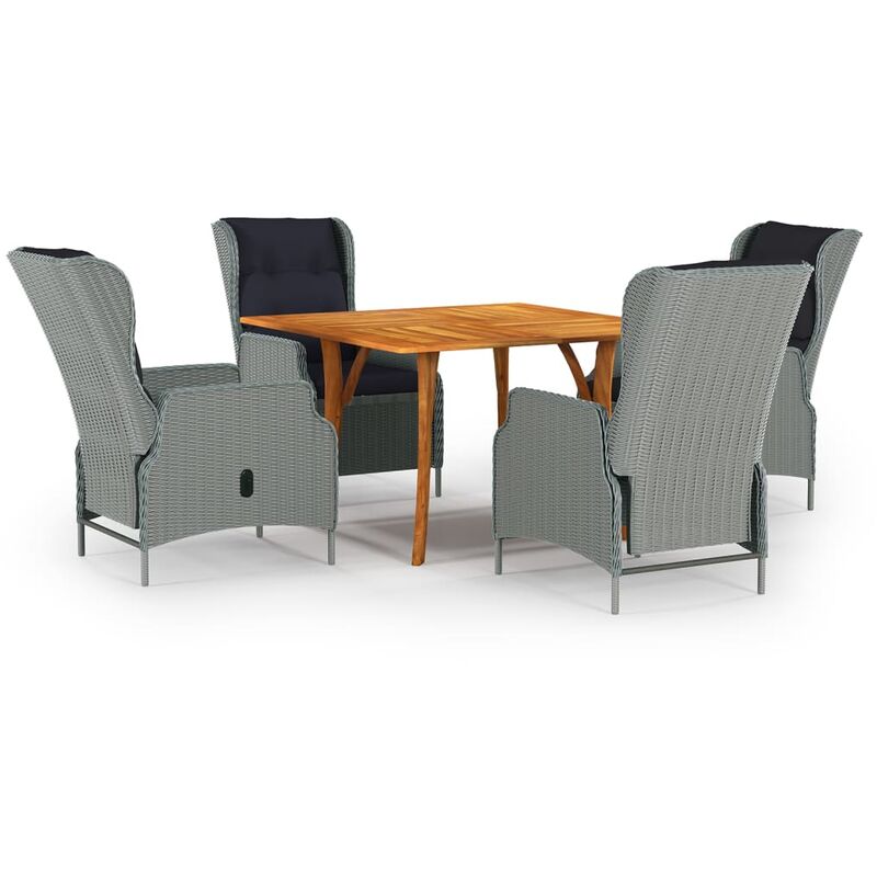

Juego de comedor para jardín de 5 piezas gris claro