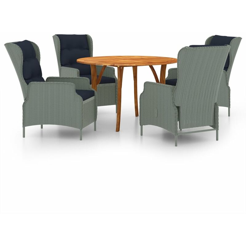 

BHD - Juego de comedor para jardín de 5 piezas gris claro
