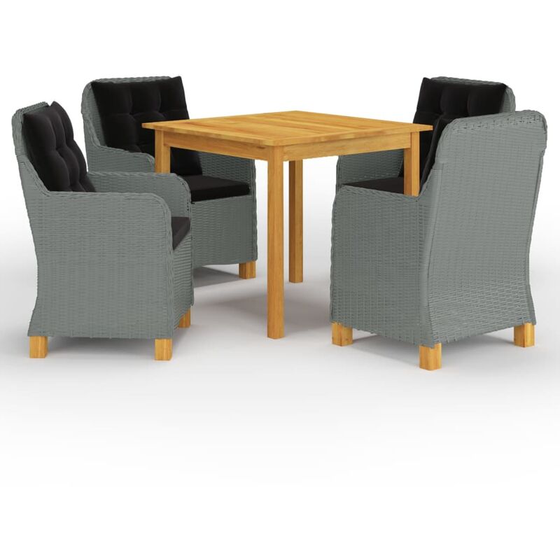 

BHD - Juego de comedor para jardín de 5 piezas gris claro