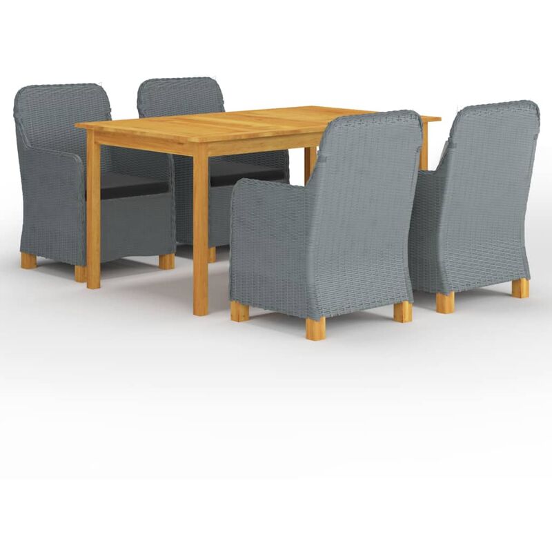 

BHD - Juego de comedor para jardín de 5 piezas gris claro