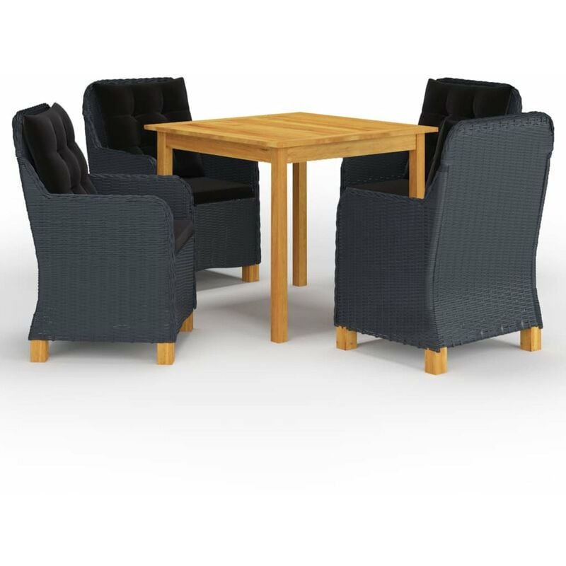 

Juego de comedor para jardin de 5 piezas gris oscuro