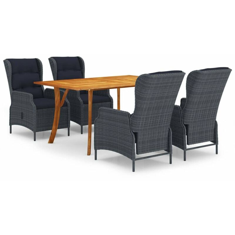 

Juego de comedor para jardin de 5 piezas gris oscuro