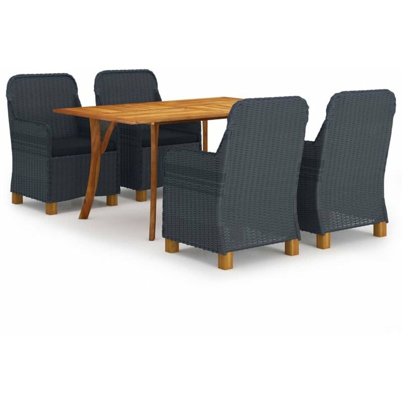 

Juego de comedor para jardin de 5 piezas gris oscuro