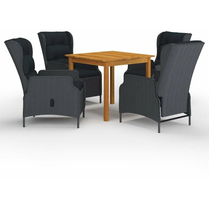

Happyshopping - Juego de comedor para jardin de 5 piezas gris oscuro