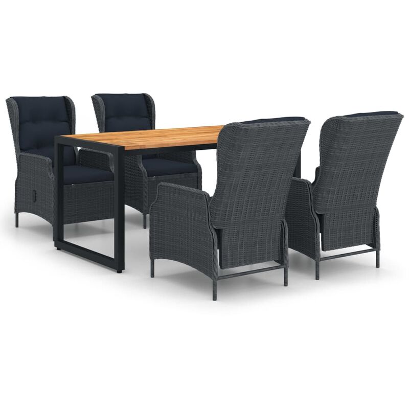 

BHD - Juego de comedor para jardín de 5 piezas gris oscuro