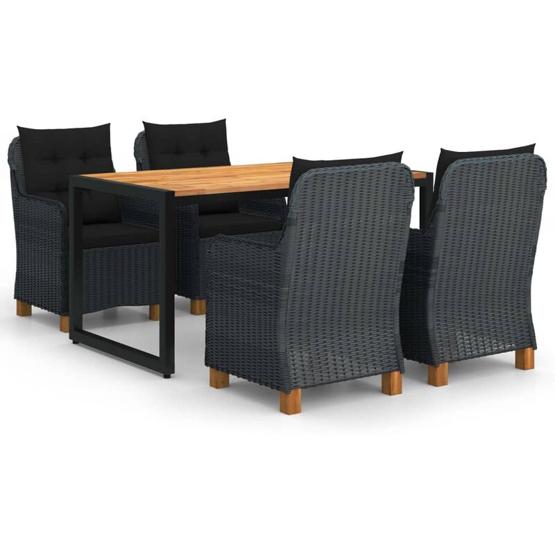 

BHD - Juego de comedor para jardín de 5 piezas gris oscuro