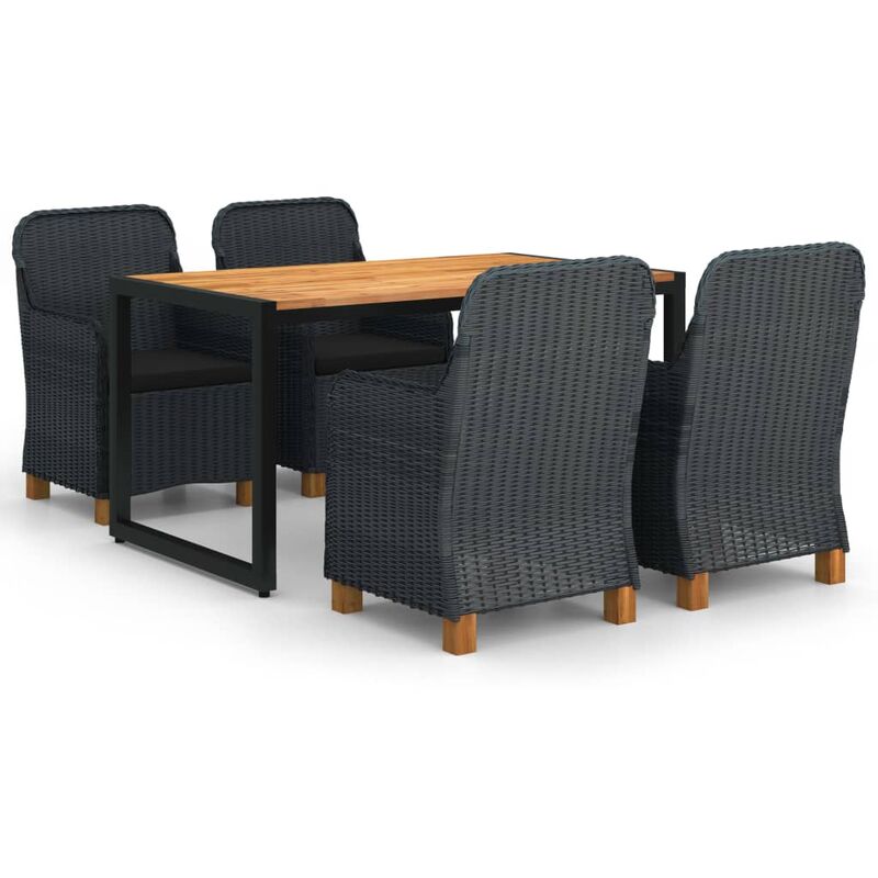 

BHD - Juego de comedor para jardín de 5 piezas gris oscuro