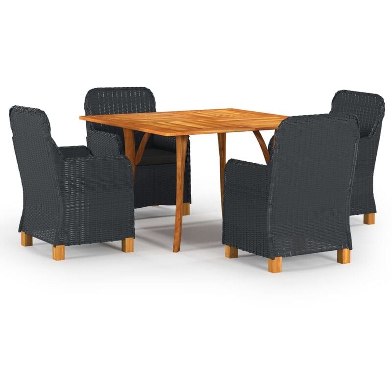 

BHD - Juego de comedor para jardín de 5 piezas gris oscuro