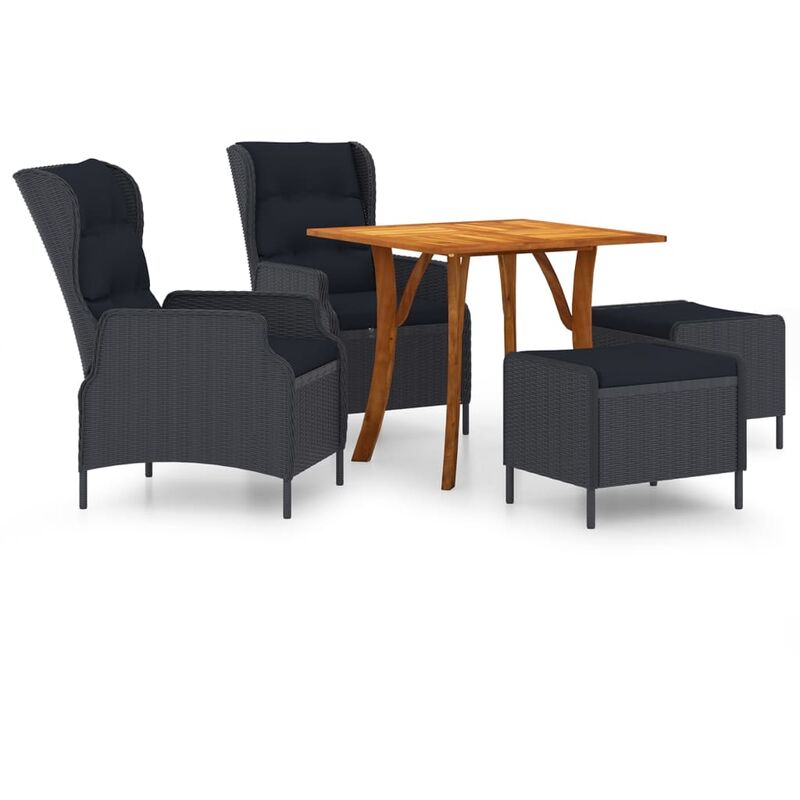 

BHD - Juego de comedor para jardín de 5 piezas gris oscuro