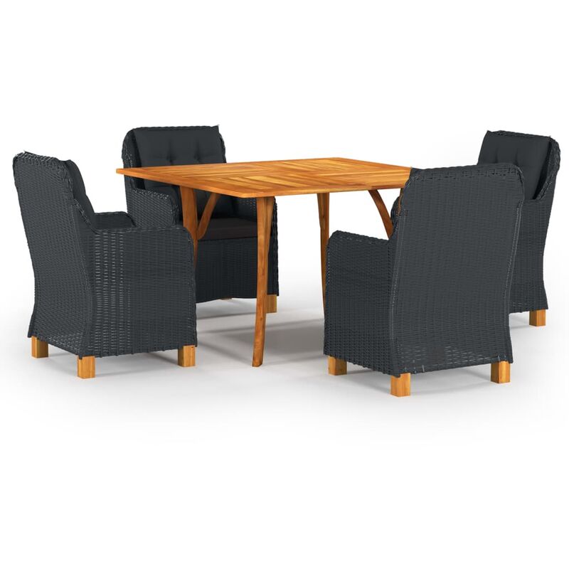 

BHD - Juego de comedor para jardín de 5 piezas gris oscuro