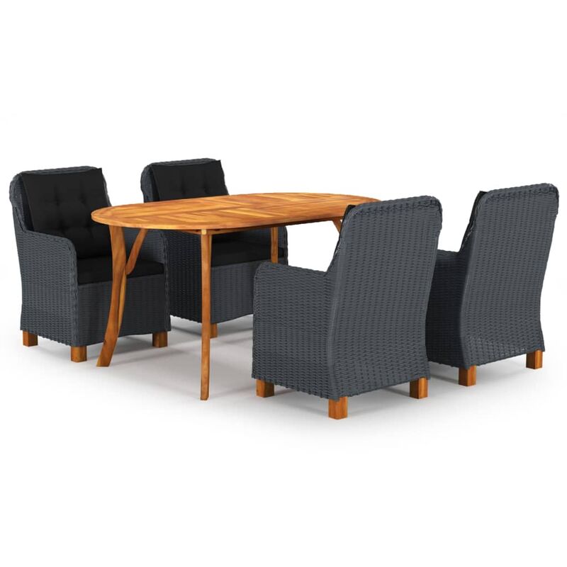 

BHD - Juego de comedor para jardín de 5 piezas gris oscuro