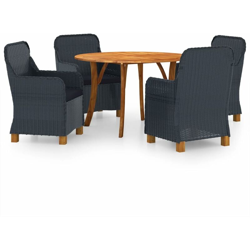 

BHD - Juego de comedor para jardín de 5 piezas gris oscuro