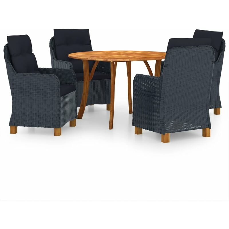 

BHD - Juego de comedor para jardín de 5 piezas gris oscuro