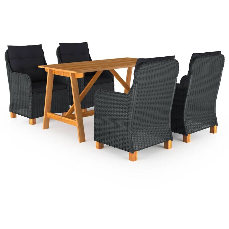 

BHD - Juego de comedor para jardín de 5 piezas gris oscuro