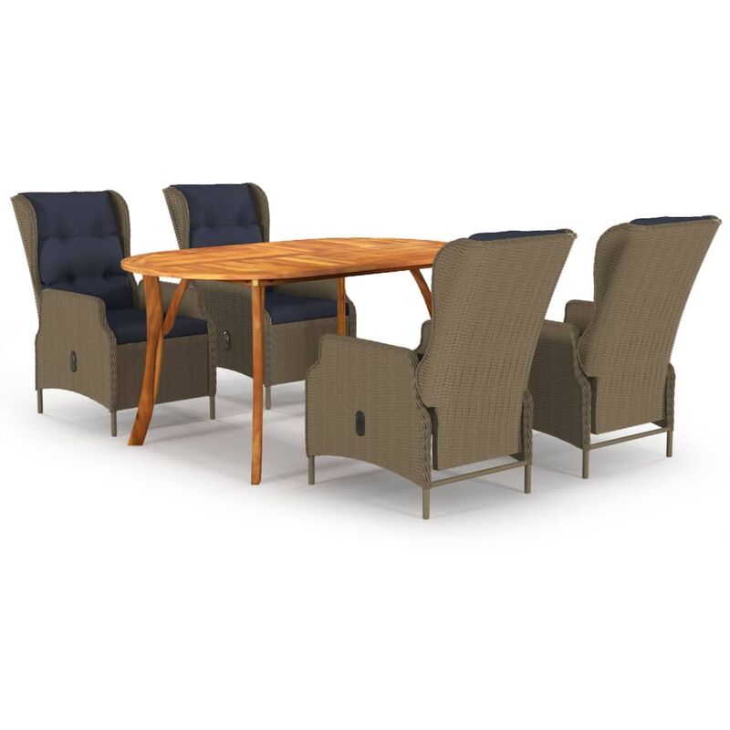 

BHD - Juego de comedor para jardín de 5 piezas marrón